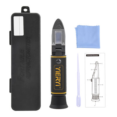 Réfractomètre Yieryi à double échelle Brix 0-32% & SG 1.000-1.120 avec ATC et prisme en verre optique de haute qualité pour la fabrication de bière et de vin