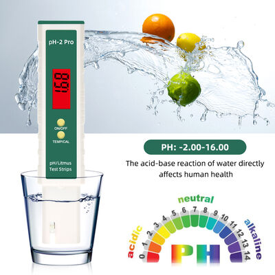 PH-2 Pro pH Meter with Backlit LCD Display Automatic Temperature Compensation and Power-off Data Storage for Water Quality Testing
