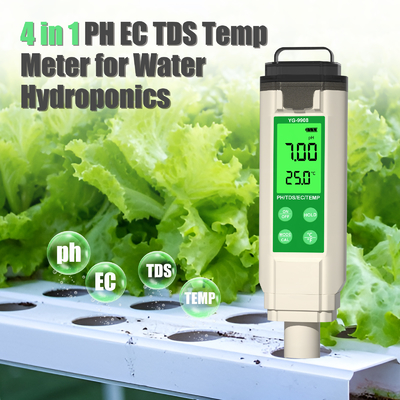 YiERYi YG-9908 Testeur de qualité de l' eau 4 en 1 PH / TDS / EC / température stylo de test multifonctionnel avec conception portable de haute précision