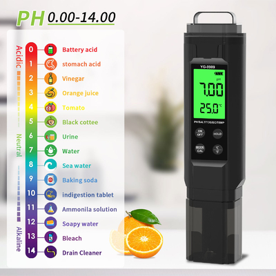 YIERYI YG-9909 Testeur numérique de la qualité de l'eau 5 en 1 Testeur de pH de haute précision pour jardin de ferme