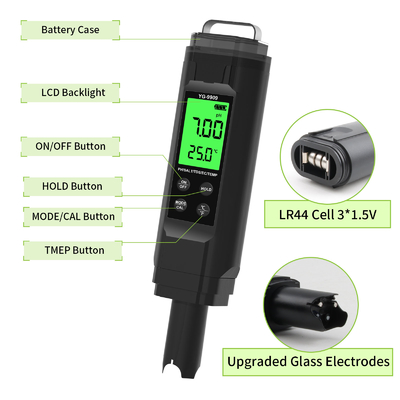 YIERYI YG-9909 Testeur numérique de la qualité de l'eau 5 en 1 Testeur de pH de haute précision pour jardin de ferme