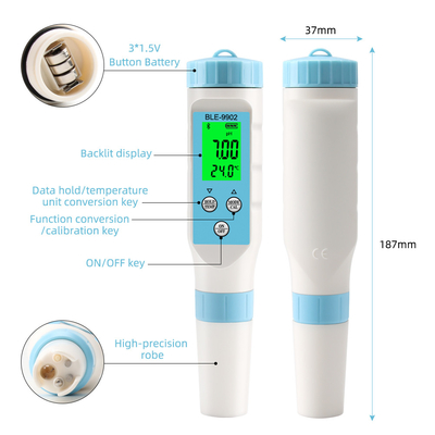 Yieryi BLE-9902 Bluetooth pH Meter    Multi-fonction EC &amp; Testeur de température pour piscines, aquariums et qualité de l'eau hydroponique