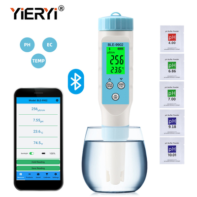 Yieryi BLE-9902 pH-mètre avec Bluetooth 3 en 1 EC et mesure de température pour des tests d'eau précis dans les piscines, les réservoirs et les jardins