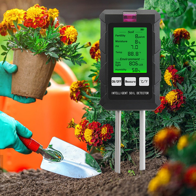 Détecteur de sol 6 en 1 -- pH, humidité, température, lumière, humidité, test de fertilité -- idéal pour une utilisation en intérieur, extérieur et jardin.