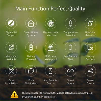 Capteur de sol ZigBee intelligent    détecteur d'humidité et de température du sol sans fil pour la domotique et l'automatisation du jardin