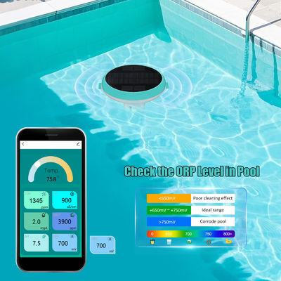 Capteur numérique de la piscine compatible Tuya, détecteur de qualité de l'eau 7 en 1