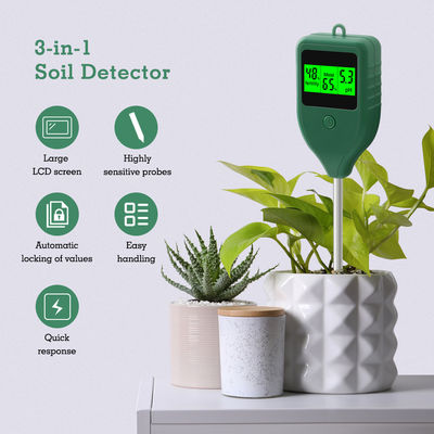 Détecteur de sol trois en un, mesureur d'acidité du pH, testeur d'humidité du sol, mesureur de fertilité des nutriments des fleurs et des plantes en pot