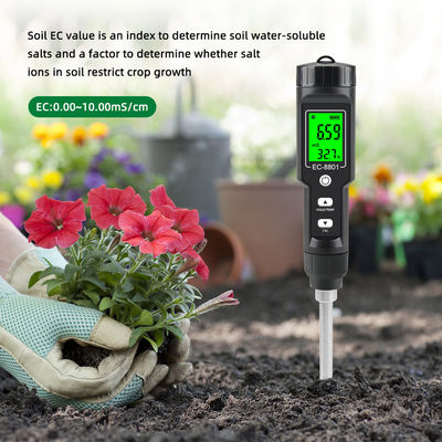 CE-8801 Télécompteur de sol Affichage numérique portable pour les plantations horticoles EC détecteur de sol salé pour les plantations domestiques de sol en pot