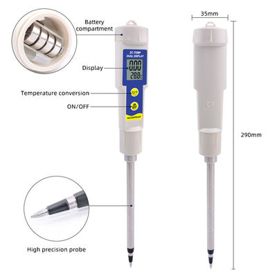 Testeur de température EC du sol 2-en-1, étanche, avec plage de 0,00 à 4,00 mS/cm pour jardin/hydroponie/plantes