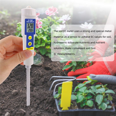 Testeur EC et de température du sol - Mètre imperméable à l'eau 2-en-1 avec une plage de 0,00 à 4,00 mS/cm, pour jardin/hydroponie/plantes d'intérieur