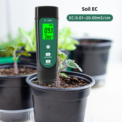 Kit de test du sol 3 en 1 - EC (0,01 à 20,00 ms/cm), mesureur d'humidité et de température pour jardinage et culture hydroponique