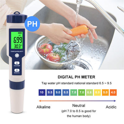 Testeur de la qualité de l'eau 5 en 1 - pH/TDS/CE/salinité/tempomètre pour la maison, l'aquarium et le laboratoire