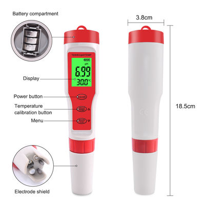 4 - En - 1 Testeur de la qualité de l'eau PH/CE/TDS/Temp Meter pour l'aquaculture