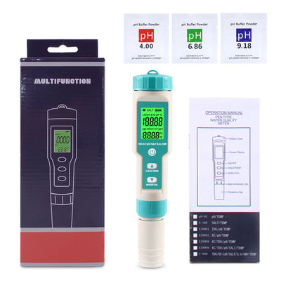Testeur de qualité de l'eau 7 en 1 EC/Salinité/TDS/Température/pH/ORP/Densité pour aquaculture, laboratoire domestique