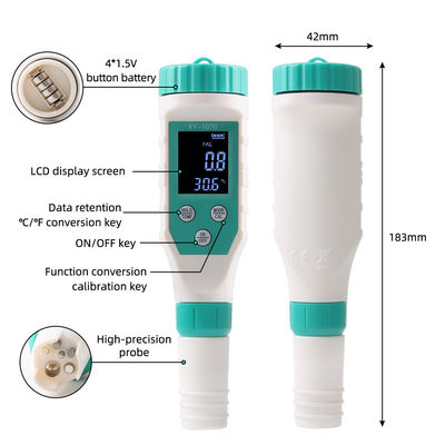7 - en - 1 Testeur de qualité de l'eau - FAC/pH/ORP/salinité/TDS/CE/Temp Meter pour l'aquaculture, à domicile et en laboratoire