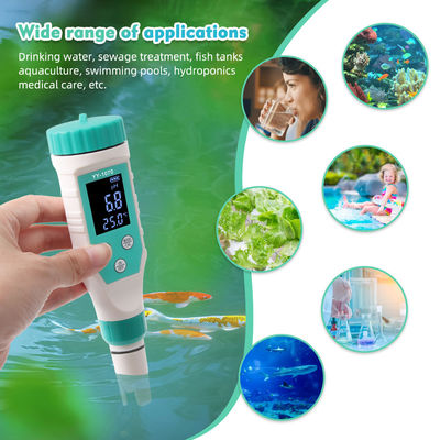 7 - en - 1 Testeur de qualité de l'eau - FAC/pH/ORP/salinité/TDS/CE/Temp Meter pour l'aquaculture, à domicile et en laboratoire