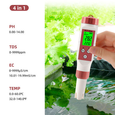 Testeur de qualité de l'eau intelligent 4 en 1 avec Bluetooth - pH/TDS/EC/Temp Meter pour la maison, l'hydroponie et le laboratoire