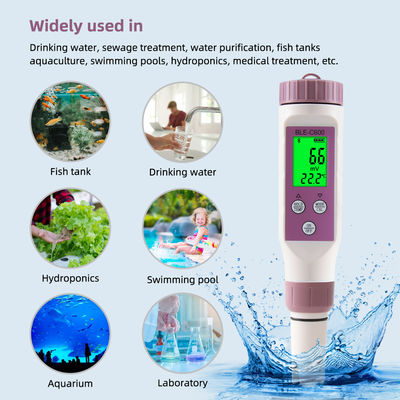 Testeur de qualité de l'eau Bluetooth Smart 7 en 1 - pH/CE/TDS/ORP/Sel/Densité/Température pour la maison, le laboratoire et l'aquaculture