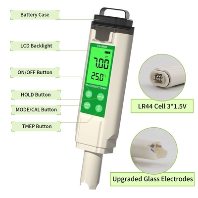 PH TDS EC TEMP Tester Pen Testeur de la qualité de l'eau avec affichage rétroéclairé