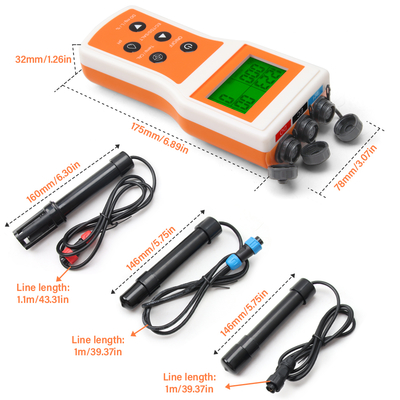 Analyseur de qualité de l'eau portable intelligent 6-en-1 : oxygène dissous/pH/TDS/CE/SEL/TEMP