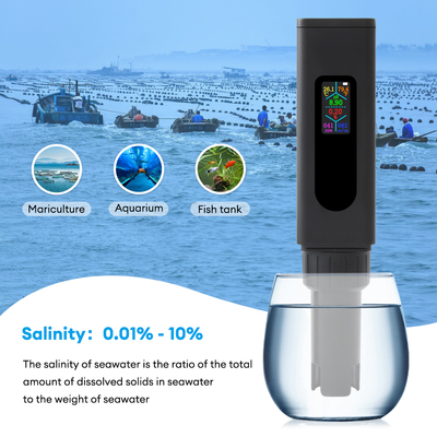 Nouveau testeur de qualité de l'eau 5-en-1 rechargeable par USB – Écran couleur TDS, sel, CE, pH, testeur de température