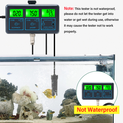 Testeur en ligne de qualité de l'eau multifonction numérique pH WiFi Tuya App - 7 en 1 pH, EC, ORP, TDS, HR%, CF, Température