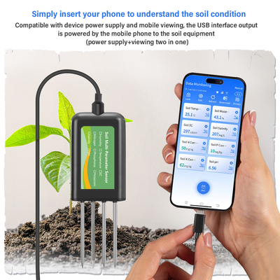 Capteur de sol 8-en-1 pour Android NPK PH Humidité EC Salinité