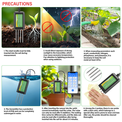 Capteur intelligent 8-en-1 pour le sol : NPK, CE, pH, température, humidité - Analyseur multi-paramètres USB pour l'agriculture de précision