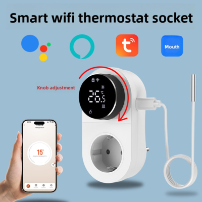 Tuya Wi-Fi Smart Thermostat Plug avec contrôle tactile du capteur de chronomètre