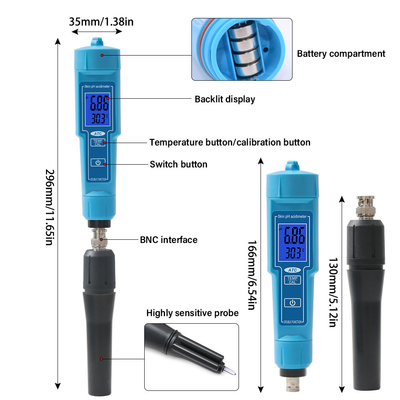 Étalonnage automatique du pH-mètre sonde remplaçable pour la culture hydroponique sol fromage viande eau de laboratoire