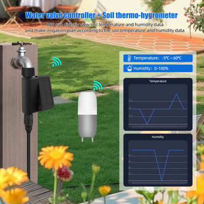 Système d'irrigation intelligent à énergie solaire avec contrôle intelligent Tuya et kit de capteur d'humidité du sol étanche IP65