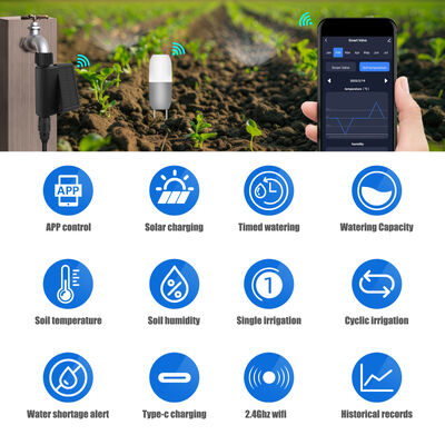 Système d'irrigation intelligent à énergie solaire avec contrôle intelligent Tuya et kit de capteur d'humidité du sol étanche IP65