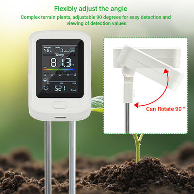 Testeur de sol 6 en 1 avec écran LED USB type-C Écran LCD rechargeable et rotatif pour le jardinage et l'agriculture