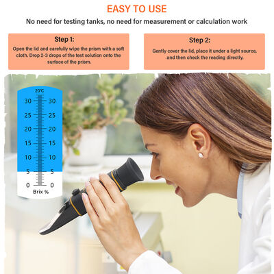 Réfractomètre Yieryi à double échelle Brix 0-32% & SG 1.000-1.120 avec ATC et prisme en verre optique de haute qualité pour la fabrication de bière et de vin