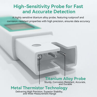 TDS-mètre à eau en alliage de titane durable de haute précision avec plage de TDS de 0 à 9999 ppm et mesure du pH multiparamétrique