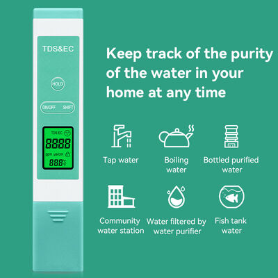 TDS-mètre à eau en alliage de titane durable de haute précision avec plage de TDS de 0 à 9999 ppm et mesure du pH multiparamétrique