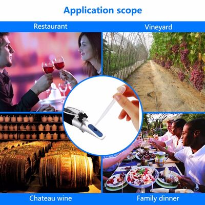 Réfractomètre et Alcoomètre Portatif de Haute Précision avec Plages de Mesure de 0-40% Brix, 0-25% Vol, et 0-22 Baumé