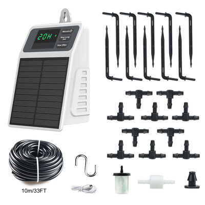 Solar Powered Automatic Drip Irrigation Kit with 2200mAh Rechargeable Battery and Programmable Timer for Garden and Potted Plants