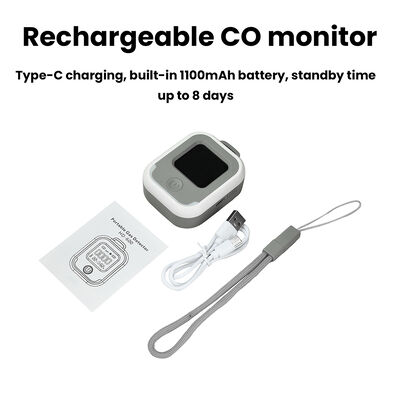 Rechargeable 3-in-1 Portable CO Monitor with Temperature and Humidity Detection for Home and Office Safety