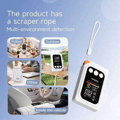 Portable 5-in-1 Air Quality Monitor with CO2 HCHO TVOC Detection and IP54 Rating for Indoor Use