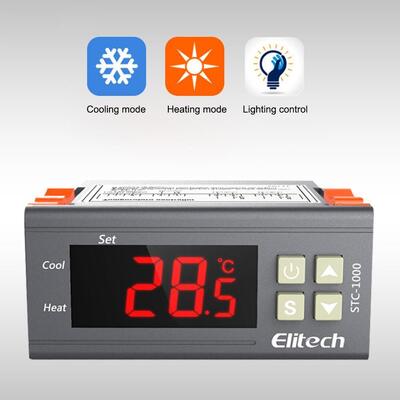 Contrôleur de température numérique de thermostat STC-1000 avec écran LCD de résolution 0,1°C et alarme haute température