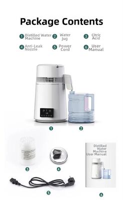 Machine à eau distillée Fuyao K40107 750W 4L en acier inoxydable SUS304 pour usage domestique, en laboratoire et dentaire