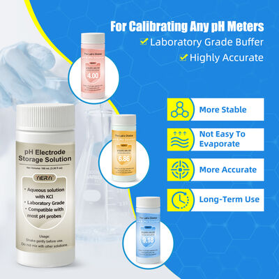 Lab-Grade pH Meter Calibration Kit with Airtight Sealed Color-Coded Beakers for Accurate pH Testing