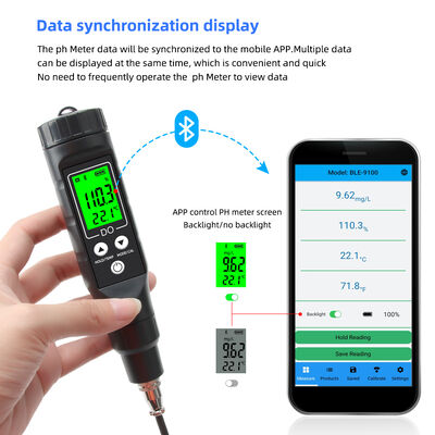 Compteur d'oxygène dissous Bluetooth intelligent avec une haute précision de 0,1 mg/L et une sonde détachable pour l'hydroponie et le traitement de l'eau