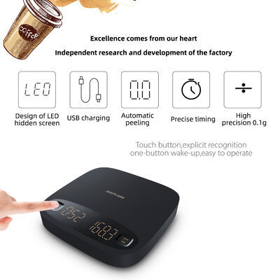 Écran tactile Balance électronique numérique de café avec une précision de 0,1 g et une balance de cuisine rechargeable USB