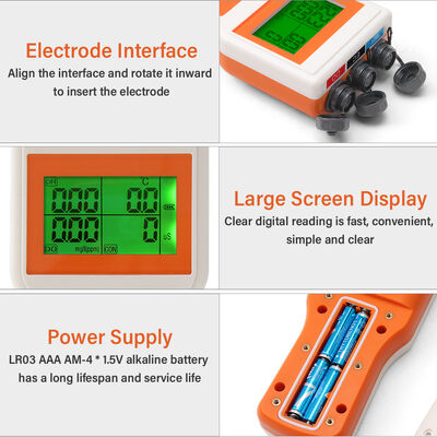 Mètre de qualité de l'eau à test multiparamètre 6 en 1 avec une précision de pH de 0,1 et affichage LCD pour aquariums et hydroponique