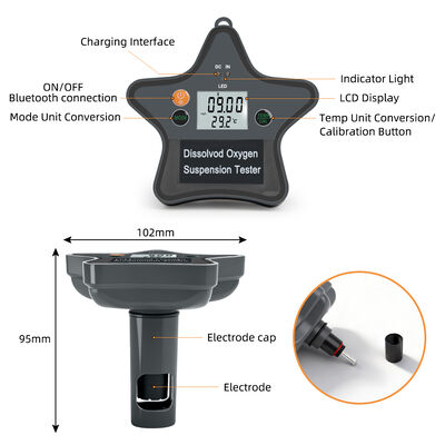Compteur intelligent d'oxygène dissous Bluetooth avec une plage de 0 à 20 mg/L et chargement magnétique pour l'aquaculture et les laboratoires