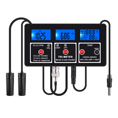 Testeur de qualité de l'eau multi-paramètres 7 en 1 avec écran LCD et compensation automatique de la température pour aquarium et piscine