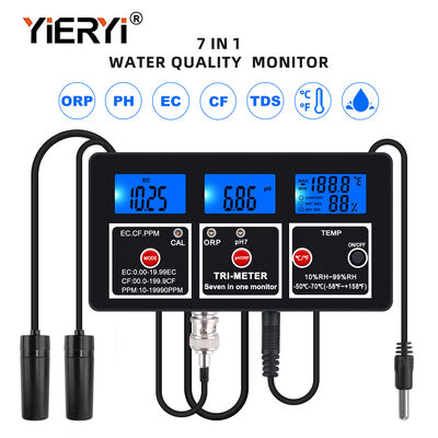Testeur de qualité de l'eau multi-paramètres 7 en 1 avec écran LCD et compensation automatique de la température pour aquarium et piscine