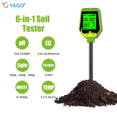 6- In-1 Soil Tester Soil / CE / Humidité / Fertilité / Lumière / Température du sol Ph Mètre